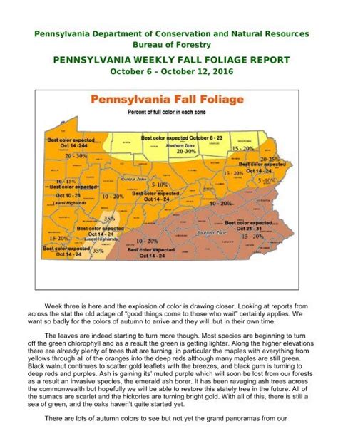 Pennsylvania Weekly Fall Foliage Report