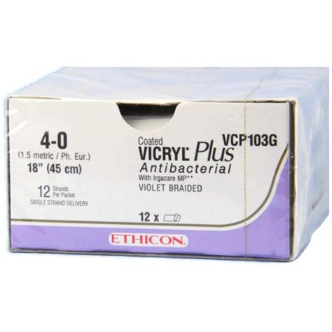 Ethicon 4 0 X 12 18 Vicryl Pga Plus Violet Antibacterial Sutures In