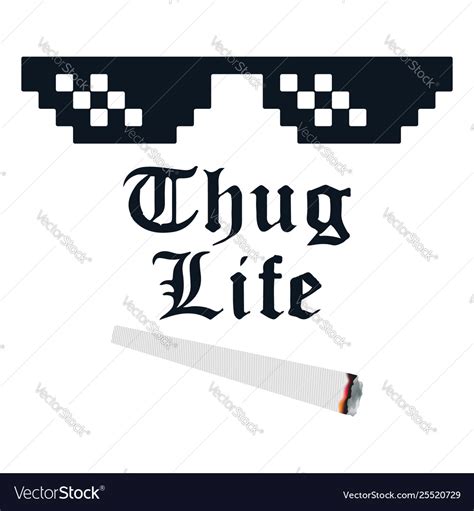 Thug Life Meme With Glasses And Cigarette Vector Image