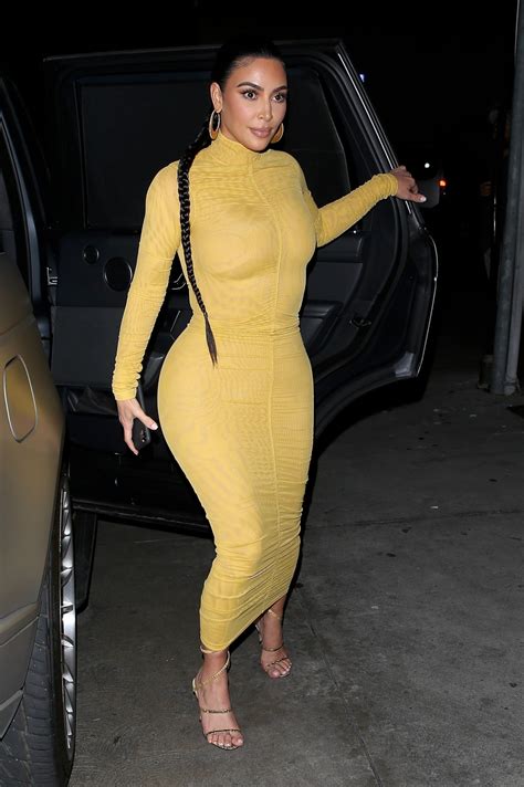 Kim Kardashian â€“ Sexy Curves In Tight Yellow Dress At Carousel Restaurant In Glendale 1