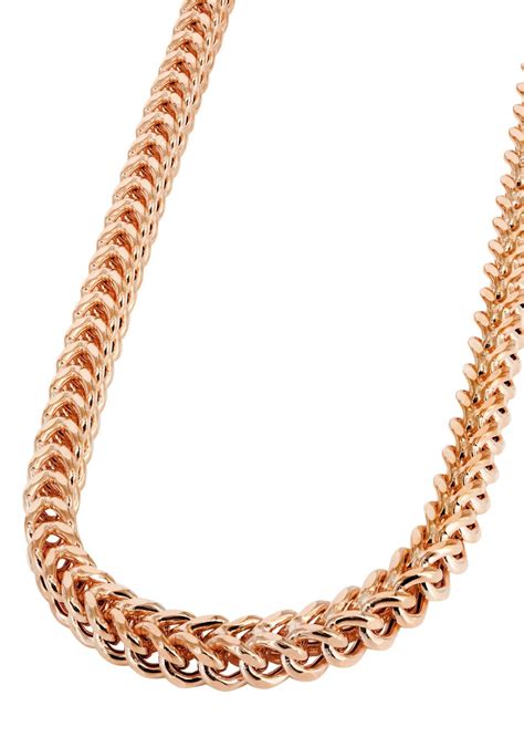 Womens 14k Rose Gold Chain Hollow Rose Franco Chain Frostnyc