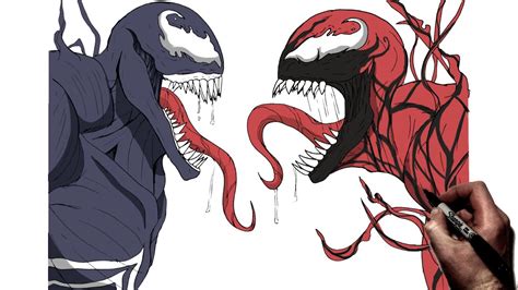 How To Draw Venom Vs Carnage Step By Step Marvel Youtube
