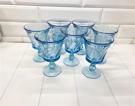 Vintage Fostoria Jamestown Light Blue Iced Tea Tumblers Vintage Glassware Fostoria Glasses