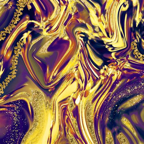 Luxury Liquid Gold Texture Gold Sparkling Sequins Marbling Paper