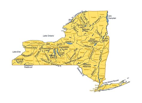Administrative Map Of New York State With Rivers And Lakes New York