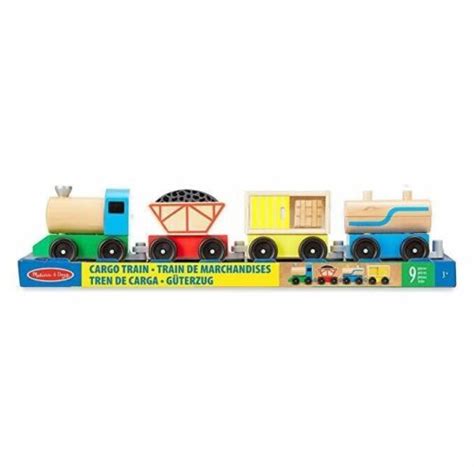 New Melissa And Doug 9pc Wooden Cargo Toy Train Engine And 3 Linking Cars