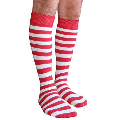 Mens Red And White Striped Socks