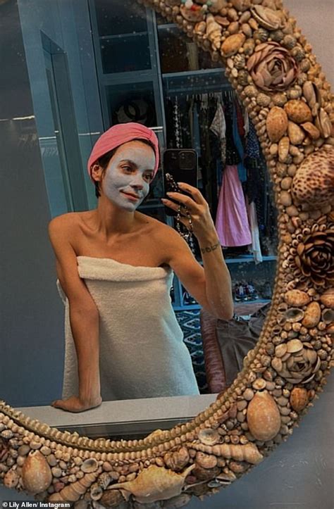 Lily Allen Enjoys A Spot Of Self Care As She Wears A Face Mask Poses In A Towel For Mirror