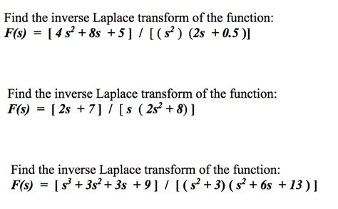 Solved: Find The Inverse Laplace Transform Of The Function... | Chegg.com