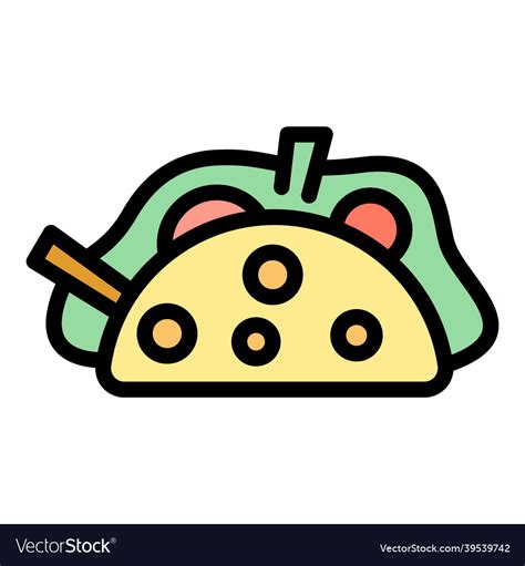 Chicken Taco Icon Color Outline Royalty Free Vector Image