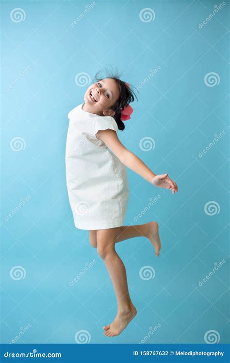 Cheerful Girl Jumping Stock Photo Image Of Careless 158767632