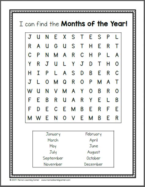 Months Of The Year Worksheets Mamas Learning Corner