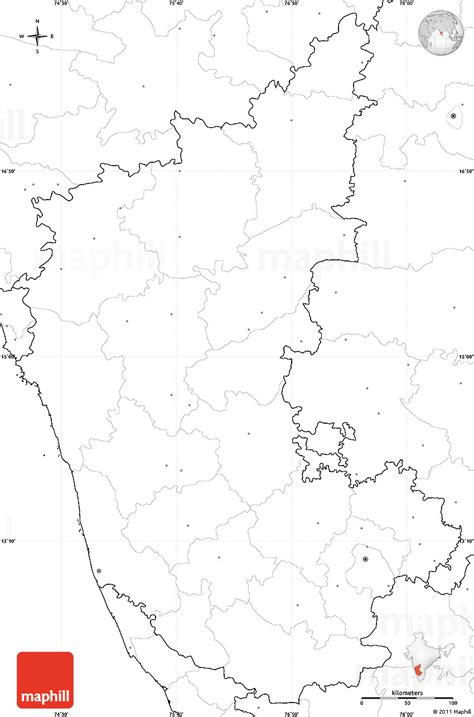 Karnataka route planner map, india. Blank Simple Map of Karnataka, no labels