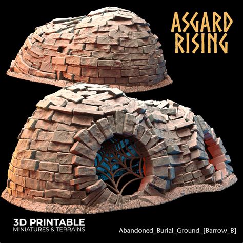 3d Printed Asgard Rising Abandoned Burial Ground Burrows 28 32 Mm Warg