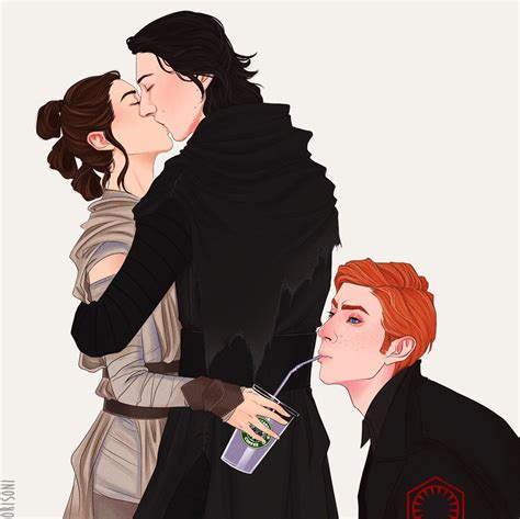 Rey is conflicted too, her need for belonging pulling by having them kiss, the complexity of their bond is dulled by lust. Love this, Reylo kissing with Hux just hanging out | Star ...