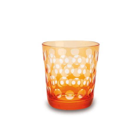 Impulse Melrose Rocks Set Of 6 Orange Drinking Glass Glassware