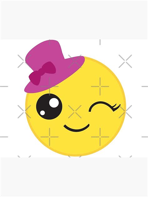 Cute Winking Face Wearing A Hat Poster By Craftycatz Redbubble