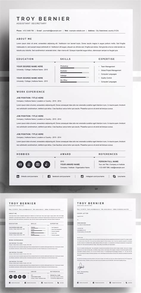 25 Cv Resume Template Clean Amazing In 2020 Resume Template Free