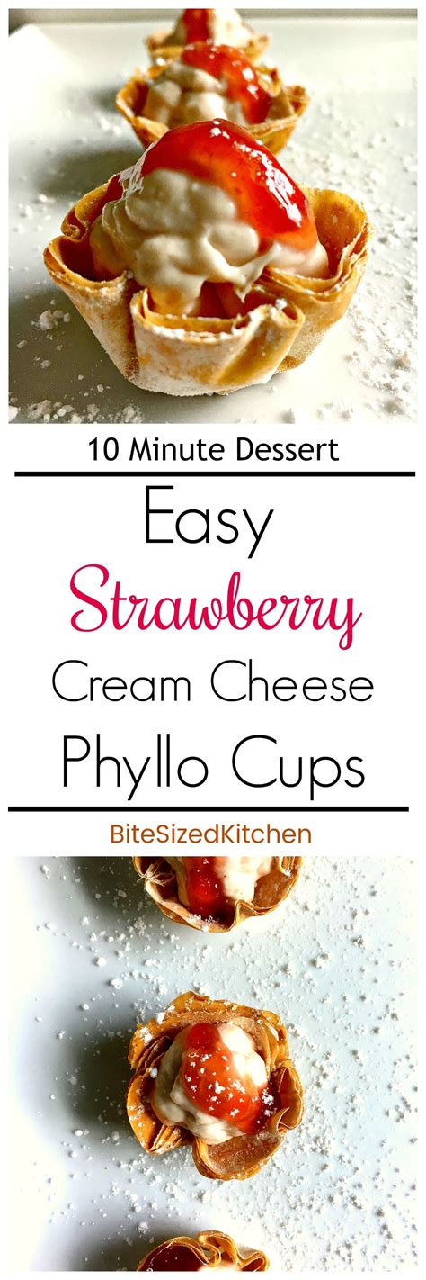 Dust with powdered sugar to garnish and serve. Easy Strawberry Phyllo Cups w/ Cream Cheese | Recipe | Phyllo cups, Phyllo, Holiday appetizers easy