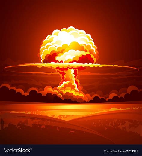 Nuclear Explosion In Thick Smoke Vector Illustration Download A Free