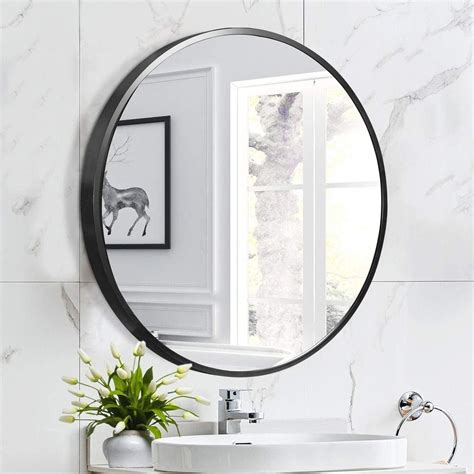 neutype 28 round wall mirror modern aluminum alloy mirror for bedroom vanity black