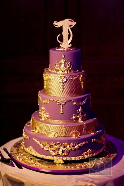 Purple And Gold Wedding Cakes Wedding And Bridal Inspiration