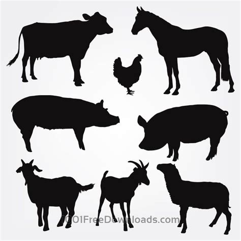 Free Vectors Vector Farm Animals Silhouettes Design Animal Line