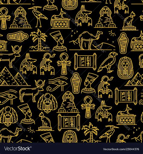Egyptian Seamless Pattern Of Ancient Gods Egypt Vector Image
