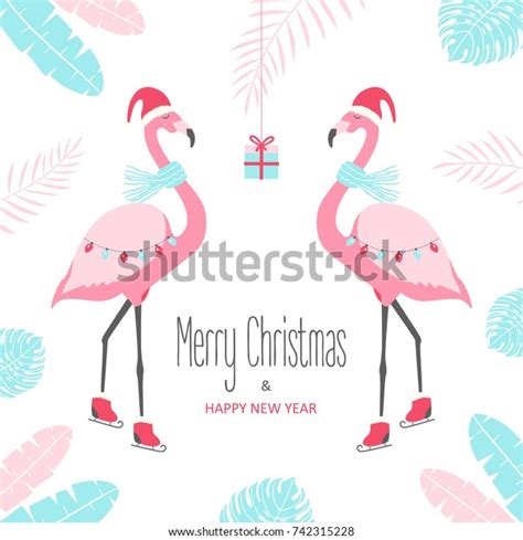 Christmas Card Flamingo Vector Illustration Stock Vector