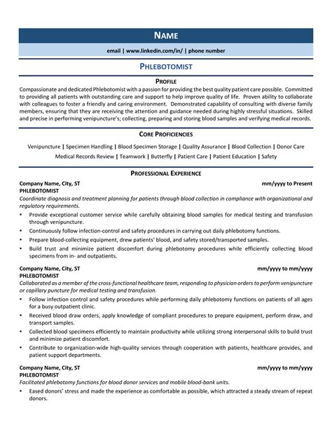 No matter what sort of work experience you have, there's a resume. Phlebotomist Resume Example & Guide (2020) | ZipJob