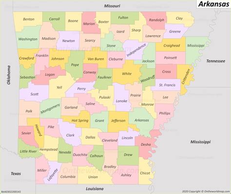 Arkansas Map With Counties And Towns Map Of World