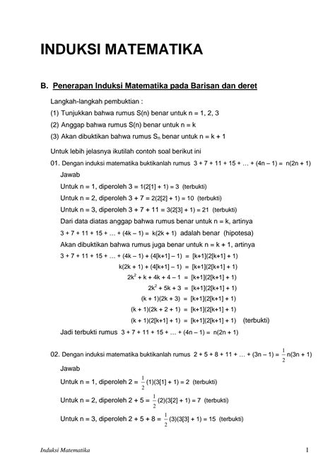 Solution Materi Dan Contoh Soal Induksi Matematika Studypool