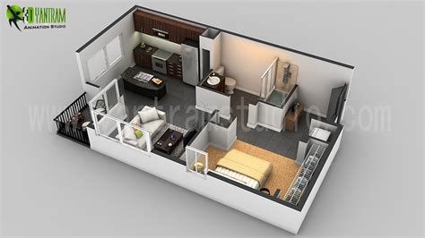 The home features a bathroom, kitchen, living room, and an the little floor plan meant it lacked a stove, and because there was no dryer or washer, it meant having to do it by hand or going to a local laundromat. 3D Floor Plan CGI Design for Small House | Planos de casas ...