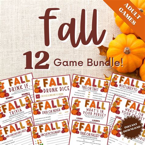 12 Fall Games Bundle Fall Games For Adults Fall Game Bundle Etsy