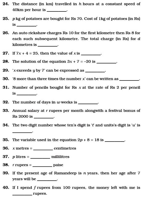 Class 6 Important Questions For Maths Algebra Aglasem Schools