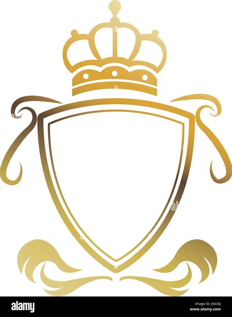 Golden Shield Crown Heraldic Luxury Frame Decoration Emblem Ornament