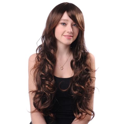 Capless Long Brown Curly High Quality Synthetic Japanese Kanekalon Hot