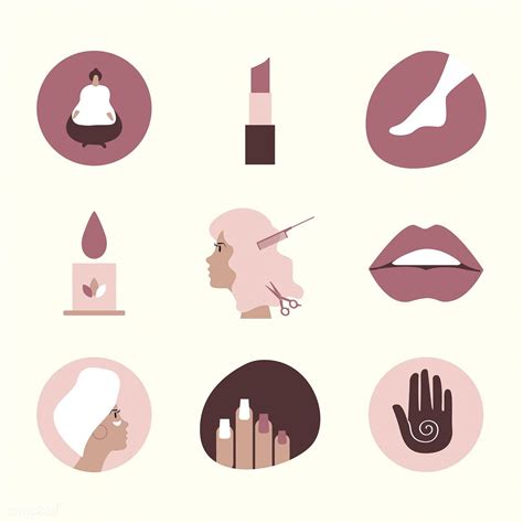 Set Of Beauty And Cosmetics Icons Free Image By Beauty