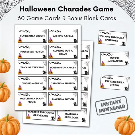 Halloween Charades Game Halloween Party Game For Kids Or Adult Teams