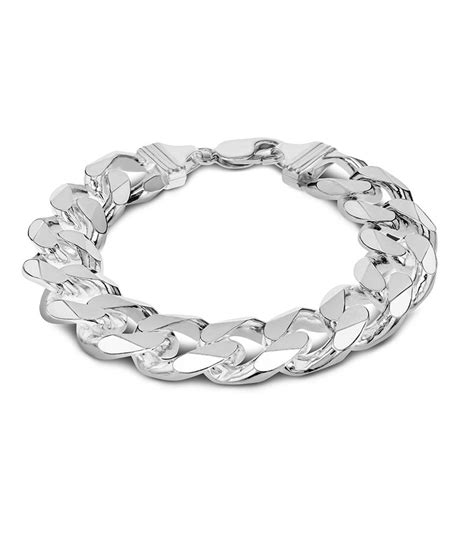 Thick Heavy Sterling Silver 17cm Curb Bracelet 9″ Weight 96 Grams Ebay