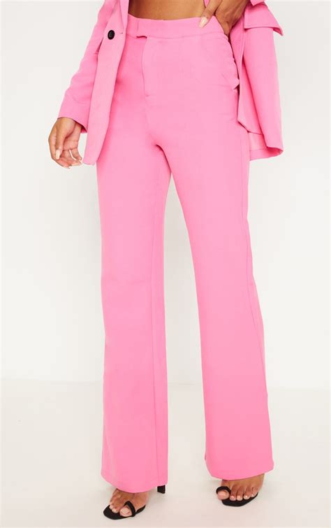 Pink Wide Leg Trousers Trousers Prettylittlething