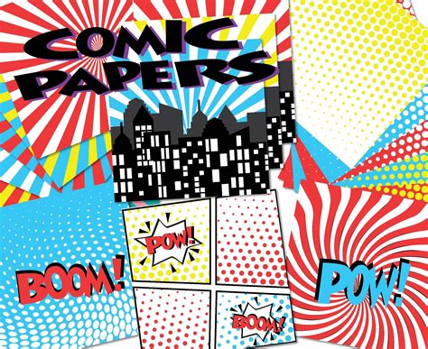 Your paper background stock images are ready. Comic Book Superhero Papers - 18 Printable Coordinating ...