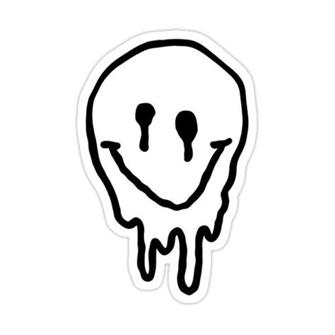 Black And White Melting Smiley Face Sticker By Kxtelyng In 2022 Face