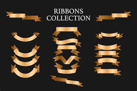 Premium Vector Vector Golden Ribbons And Stars Set With Gradient Mesh