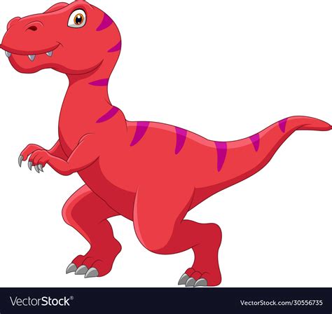 Cute Cartoon T Rex A Walking Royalty Free Vector Image