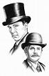 Sherlock Holmes y Dr. Watson Lápiz dibujo retrato impresión - Etsy España