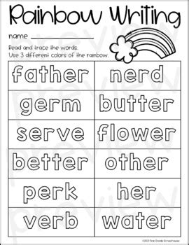 R Controlled Vowel Worksheets Er Words Bossy R By First Grade Schoolhouse