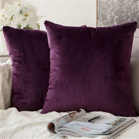 Velvet Soft Solid Decorative Throw Pillow Cover Eggplant Purple 18 X