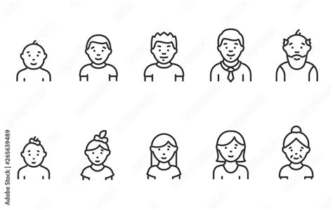 Lifecycle From Birth To Old Age Icon Set People Of Different Ages