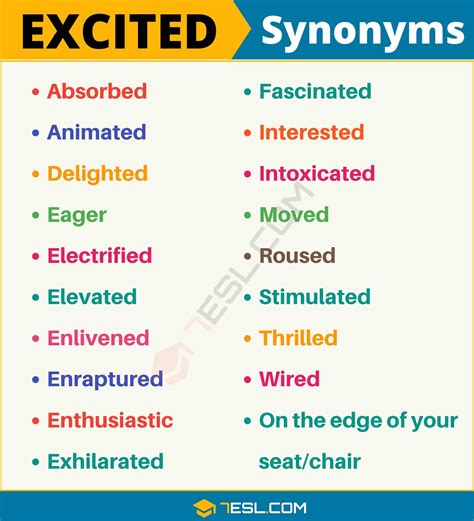 EXCITED Synonym: Useful List Of 105 Synonyms For Excited In English - 7 ...